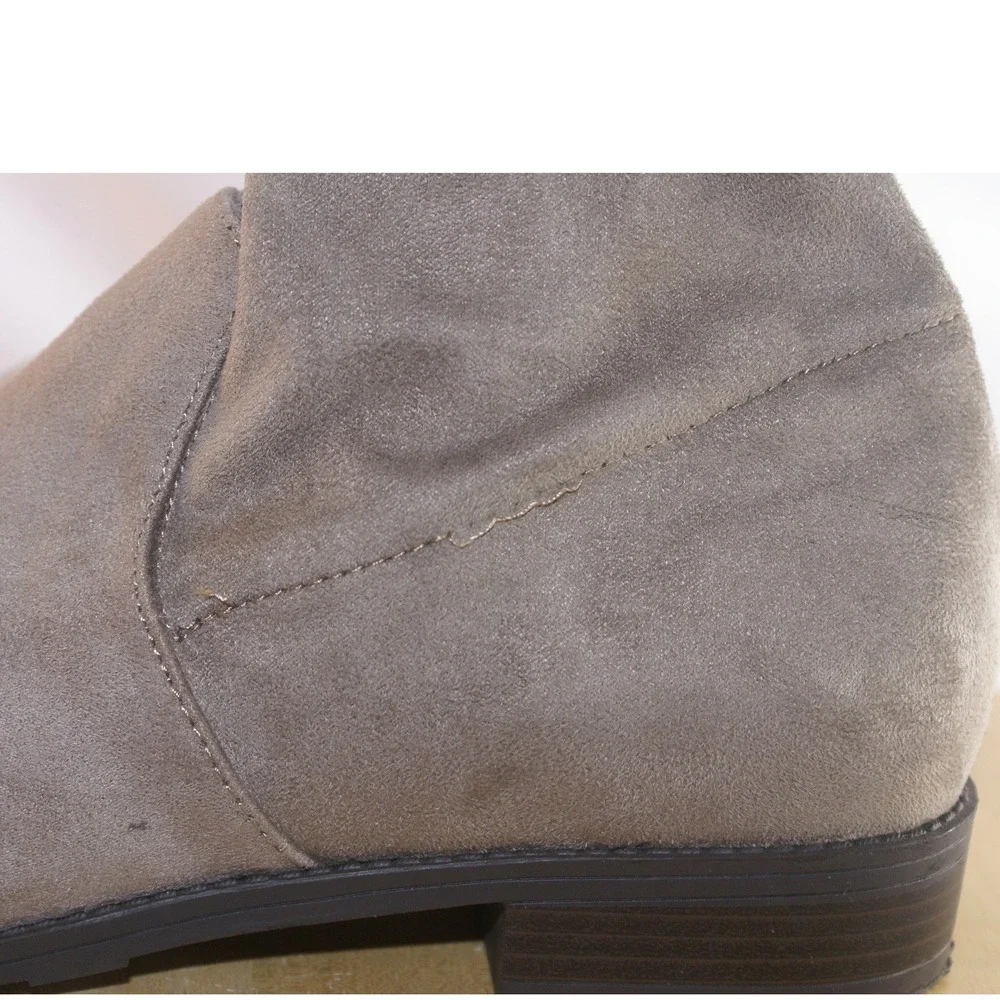 Unisa Divan Taupe Grey Faux Suede Over The Knee Flat Boots Womens 9M Tie Back